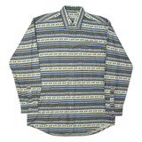 HAPPY LIFE Mens Shirt White Striped Long Sleeve M