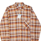 MARSUM Mens Shirt Orange Check Long Sleeve S