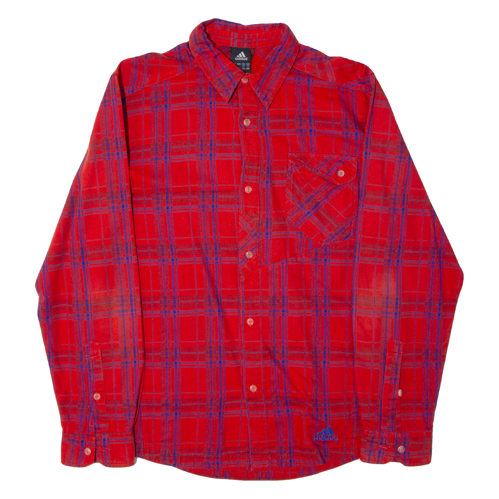 ADIDAS Mens Shirt Red Check Long Sleeve M