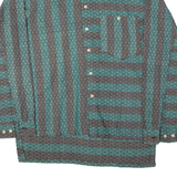 CAMP DERBY Mens Shirt Green Striped Long Sleeve L
