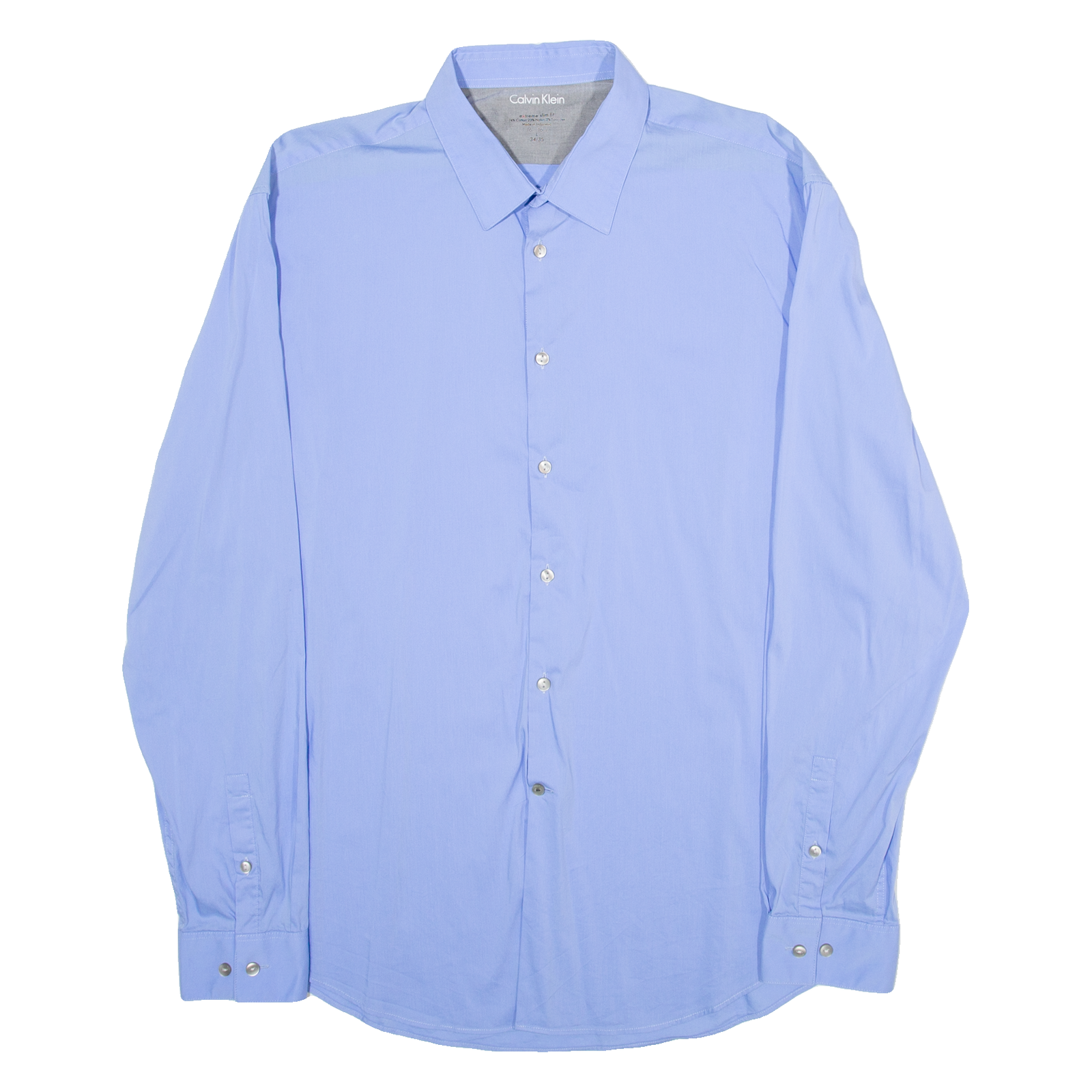 CALVIN KLEIN Extreme Slim Fit Mens Plain Shirt Blue Long Sleeve L