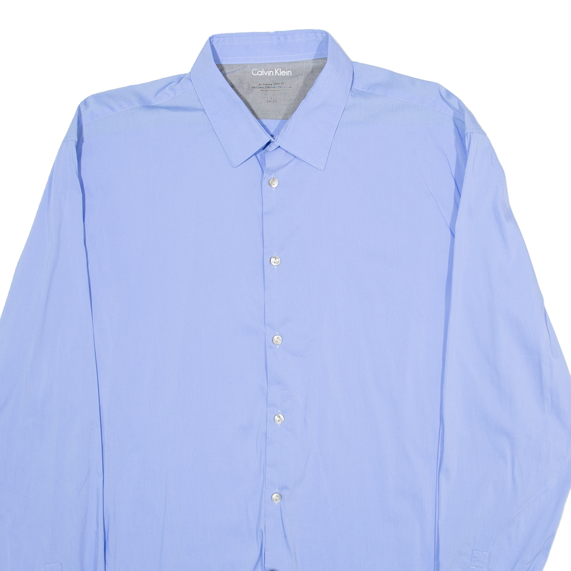 CALVIN KLEIN Extreme Slim Fit Mens Plain Shirt Blue Long Sleeve L