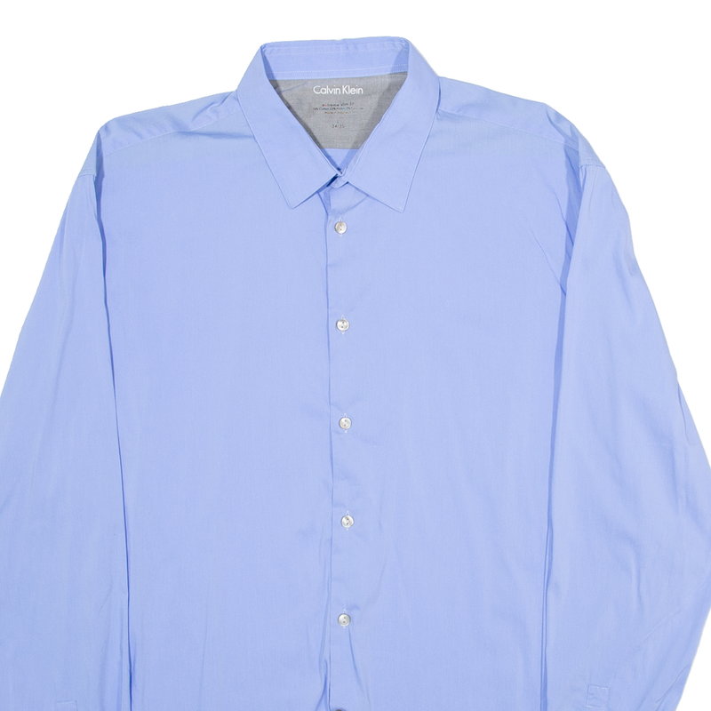 CALVIN KLEIN Extreme Slim Fit Mens Plain Shirt Blue Long Sleeve L