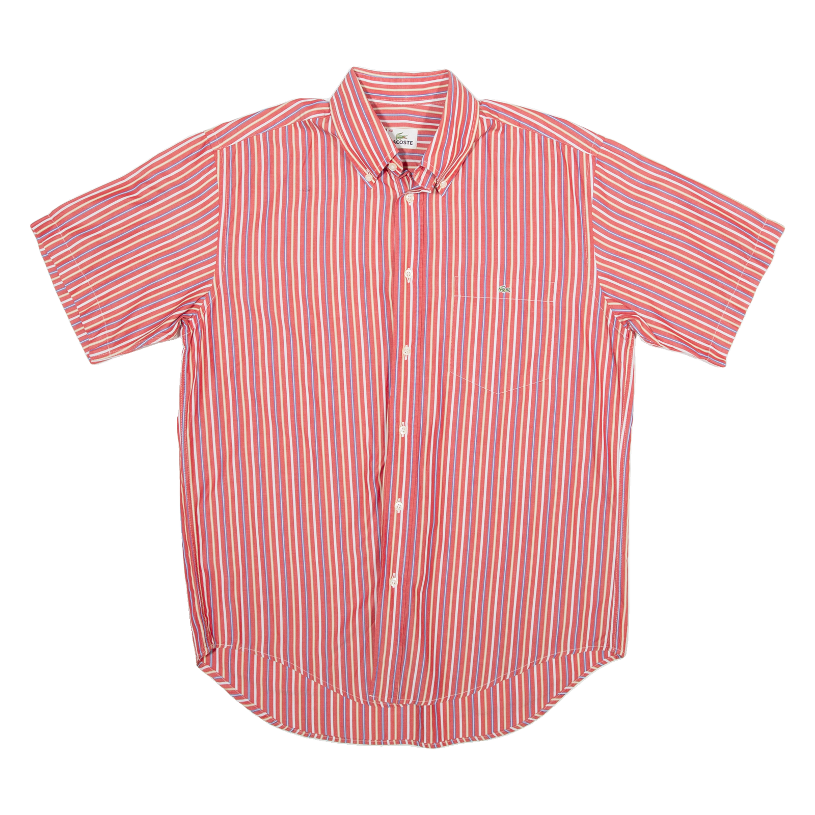 LACOSTE Mens Shirt Red Striped M