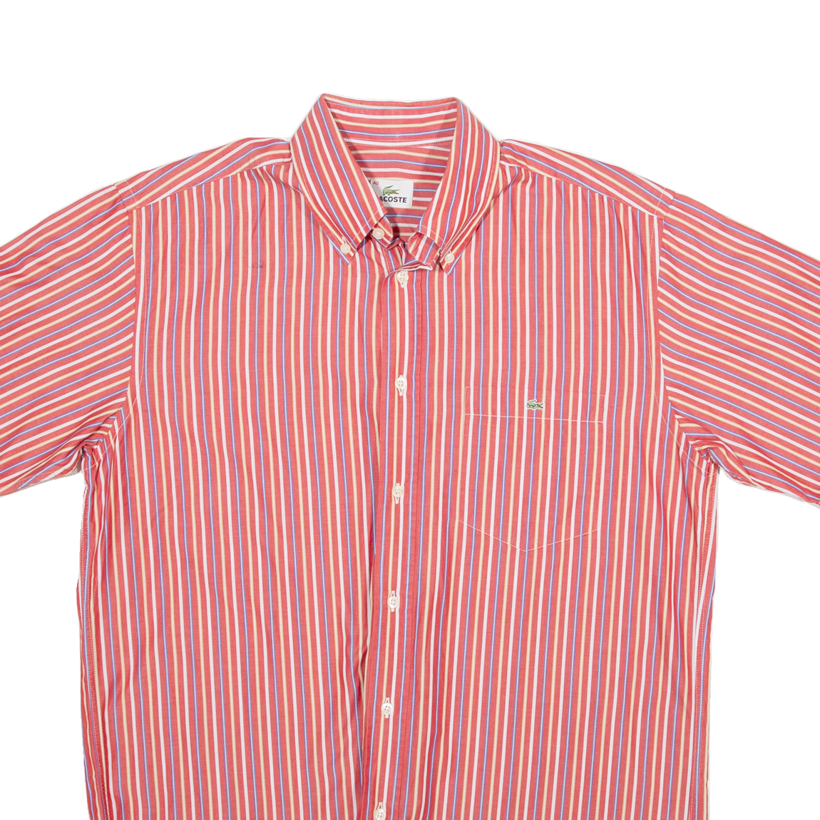LACOSTE Mens Shirt Red Striped M