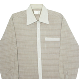 Mens Shirt Brown Check Long Sleeve L