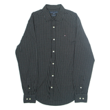 TOMMY HILFIGER Custom Fit Mens Shirt Black Check Long Sleeve XS