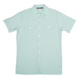 HOBI Mens Plain Shirt Green 90s M