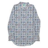BENETTON Mens Shirt Blue Check Long Sleeve XS