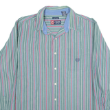 CHAPS Mens Shirt Green Striped Long Sleeve XL
