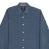 PME LEGEND Mens Shirt Blue Polka Dot Long Sleeve L