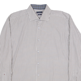 TOMMY HILFIGER Slim Fit Mens Shirt Grey Striped Long Sleeve XL