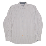 TOMMY HILFIGER Slim Fit Mens Shirt Grey Striped Long Sleeve XL