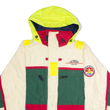 TOMMY HILFIGER Sailing Gear Mens Coat Cream 90s Hooded Colourblock 2XL