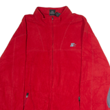 STARTER Mens Fleece Jacket Red Colourblock L