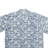 UNTIED Mens Hawaiian Shirt Blue Crazy Pattern XL