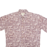 COOKE STREET Mens Hawaiian Shirt Brown Crazy Pattern L