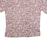 COOKE STREET Mens Hawaiian Shirt Brown Crazy Pattern L