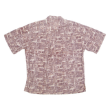 COOKE STREET Mens Hawaiian Shirt Brown Crazy Pattern L
