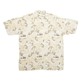 FELDINI Mens Hawaiian Shirt Beige Crazy Pattern L