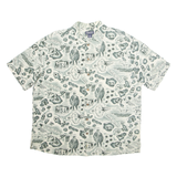 LANDS END Mens Hawaiian Shirt Blue Crazy Pattern XL