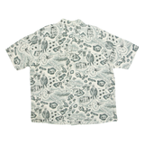 LANDS END Mens Hawaiian Shirt Blue Crazy Pattern XL