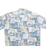 ROYAL Mens Hawaiian Shirt Blue Crazy Pattern L