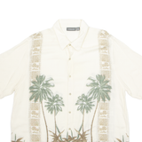 CROFT & BARROW Mens Hawaiian Shirt White Crazy Pattern XL