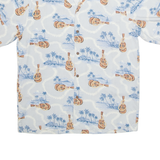 HO ALOHA Mens Hawaiian Shirt Blue Crazy Pattern M