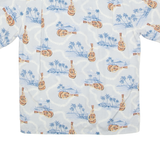HO ALOHA Mens Hawaiian Shirt Blue Crazy Pattern M
