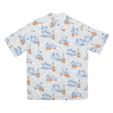 HO ALOHA Mens Hawaiian Shirt Blue Crazy Pattern M