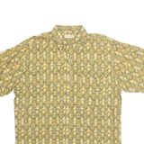 PIERRE CARDIN Mens Hawaiian Shirt Brown Diamond L