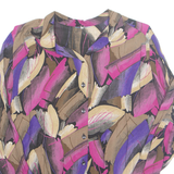 Womens Printed Blouse Purple Long Sleeve Crazy Pattern L