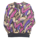 Womens Printed Blouse Purple Long Sleeve Crazy Pattern L