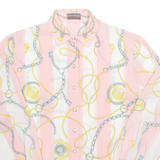 Womens Printed Blouse Pink Long Sleeve Crazy Pattern L