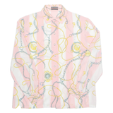 Womens Printed Blouse Pink Long Sleeve Crazy Pattern L