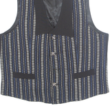 Womens Printed Waistcoat Black V-Neck Sleeveless Striped L