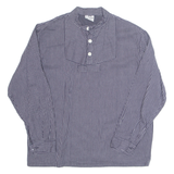 WILKHAHN Womens Printed Top Blue Button Neck Long Sleeve Striped L