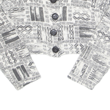 Womens Cropped Blouse Black Long Sleeve Crazy Pattern M