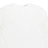 Sheer Womens Top White Long Sleeve M