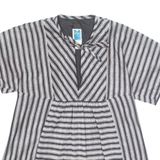 Womens Printed Top Silver V-Neck Striped S