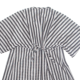 Womens Printed Top Silver V-Neck Striped S