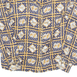 Womens Printed Blouse Blue Long Sleeve Crazy Pattern UK 10