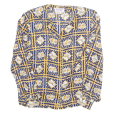 Womens Printed Blouse Blue Long Sleeve Crazy Pattern UK 10