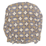Womens Printed Blouse Blue Long Sleeve Crazy Pattern UK 10