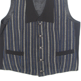 Womens Printed Waistcoat Black V-Neck Sleeveless Striped XL