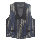 Womens Printed Waistcoat Black V-Neck Sleeveless Striped XL
