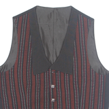 Womens Printed Waistcoat Black V-Neck Sleeveless Striped XL