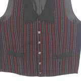 Womens Printed Waistcoat Black V-Neck Sleeveless Striped XL