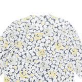 Womens Printed Blouse Yellow 3/4 Sleeve Floral M